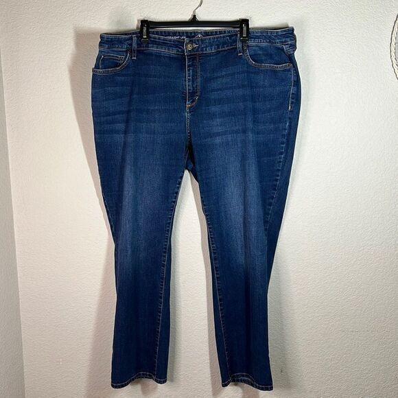 St. John's‎ Bay Blue Cotton Blend High Rise Straight Leg Jeans Women's Size 24W - Picture 1 of 9
